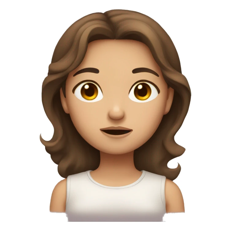 sleepy girl with brown hair and brown eyes sticker