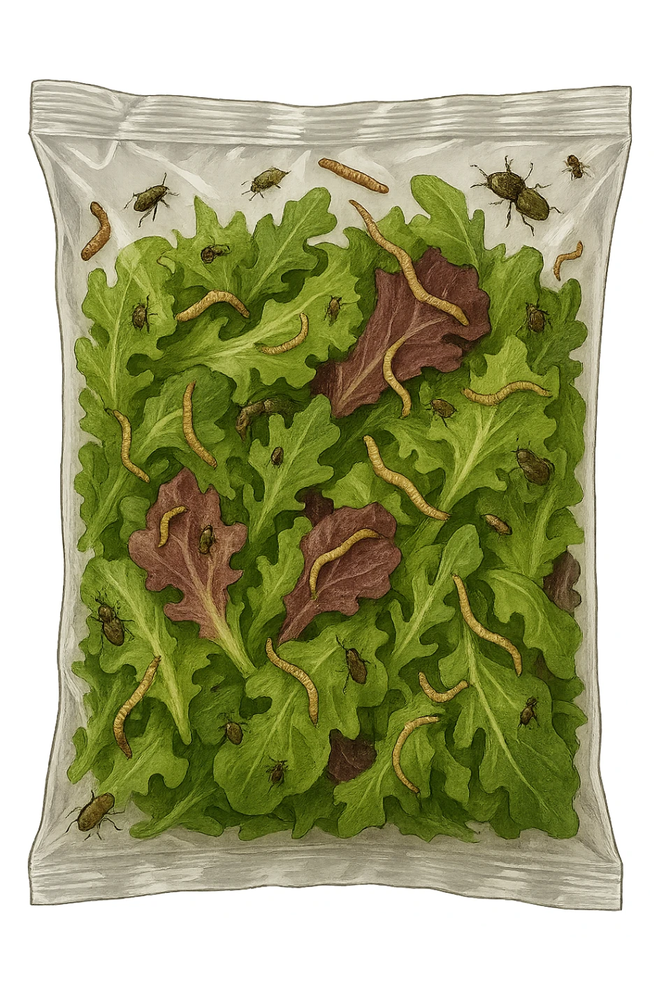 Insalata in busta ricca di parassiti sticker