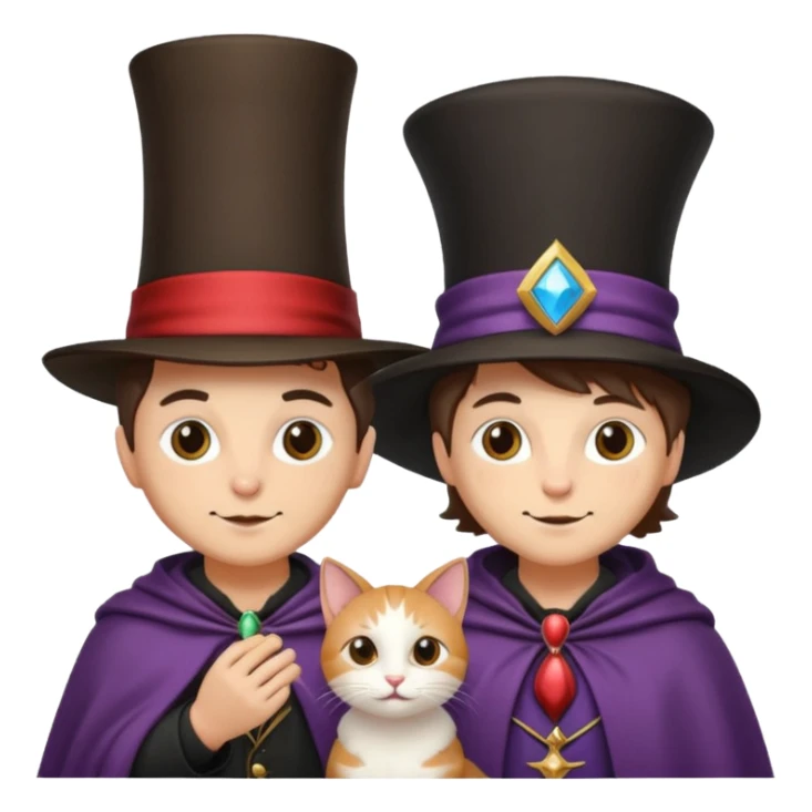 magician couple and their pet cat sticker