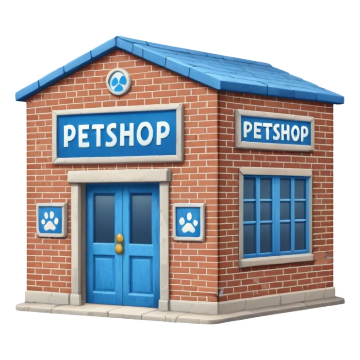 petshop building with a sign "petshop" sticker