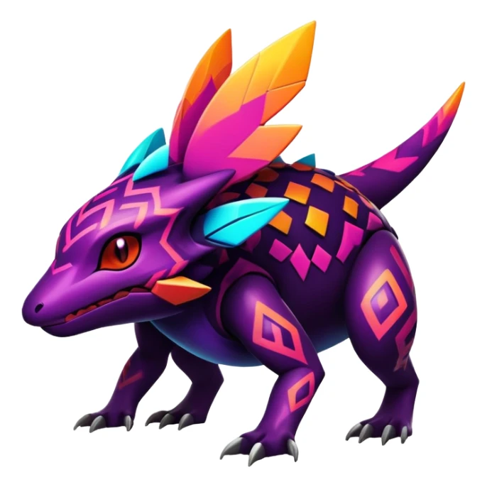 Dark bright neon colorful edgy exotic Fakémon-Pokémon-Vernid-creature sticker