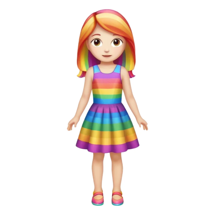 girl with rainbow dress full body  sticker