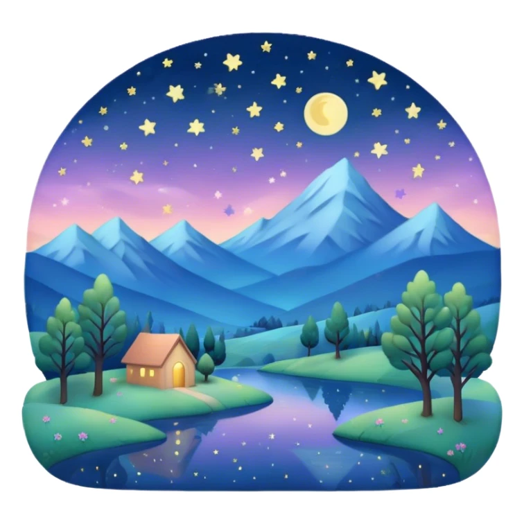  starry night landscape in pastel colors  sticker
