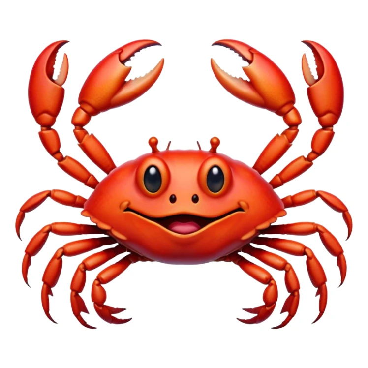 Cinematic Realistic Comical Crab Portrait Emoji, Head tilted dramatically with an exaggeratedly amused expression, featuring a striking, glossy red shell with bold natural textures and a whimsically formed face with wide, expressive eyes full of playful disbelief, rendered with lifelike detail and vibrant coastal hues, high shine, dramatic yet playful, styled with an air of cheeky seaside mischief, soft glowing outline, capturing the essence of a spirited and over‐the‐top crab that looks ready to pinch its way into viral fame! sticker