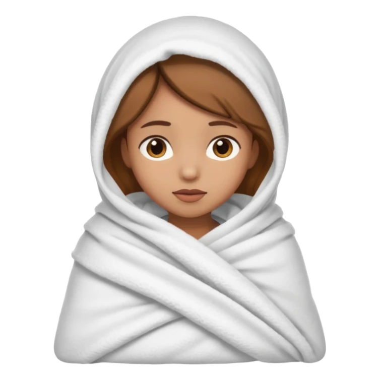 light brown skinned girl swaddled in a white blanket sticker