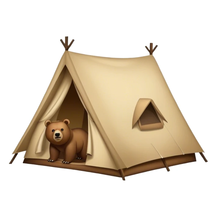 a tent with a grizzly bear above it sticker