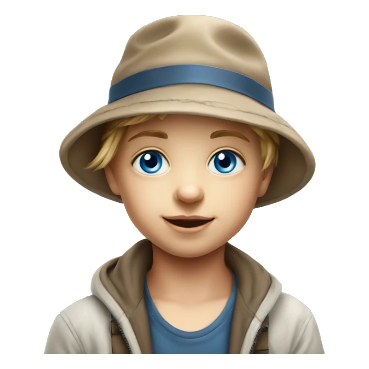 child with blue eyes wearing hat realistic portrait sticker