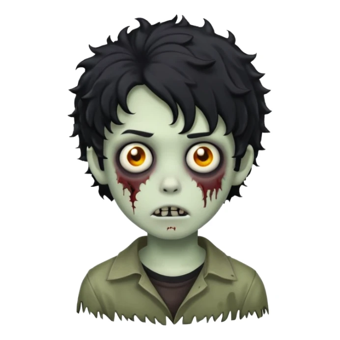 boy zombie with curly black hair emo sticker