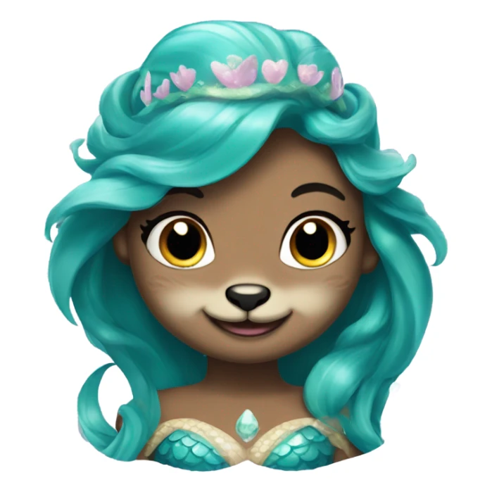 A cute and happy otter face as a mermaid princess. sticker