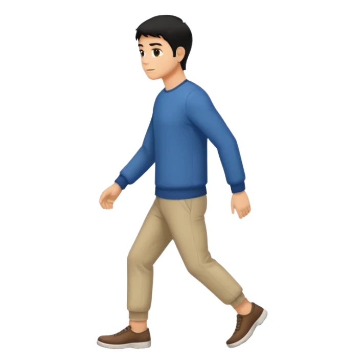 The Walking Man black hair all body from the side and taking a step sticker