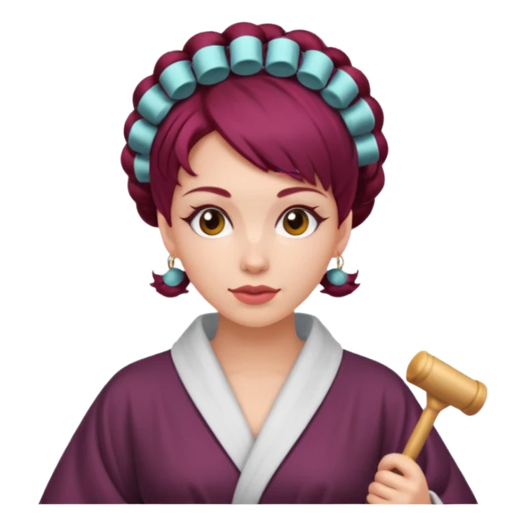 woman with burgundy hair rollers sticker