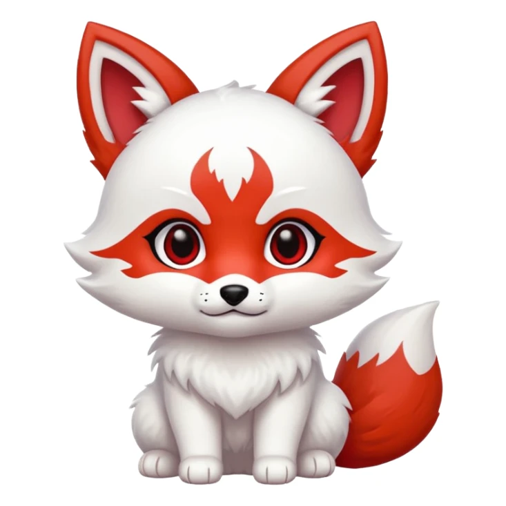 judging white with red marks Chibi baby cute kitsune   sticker
