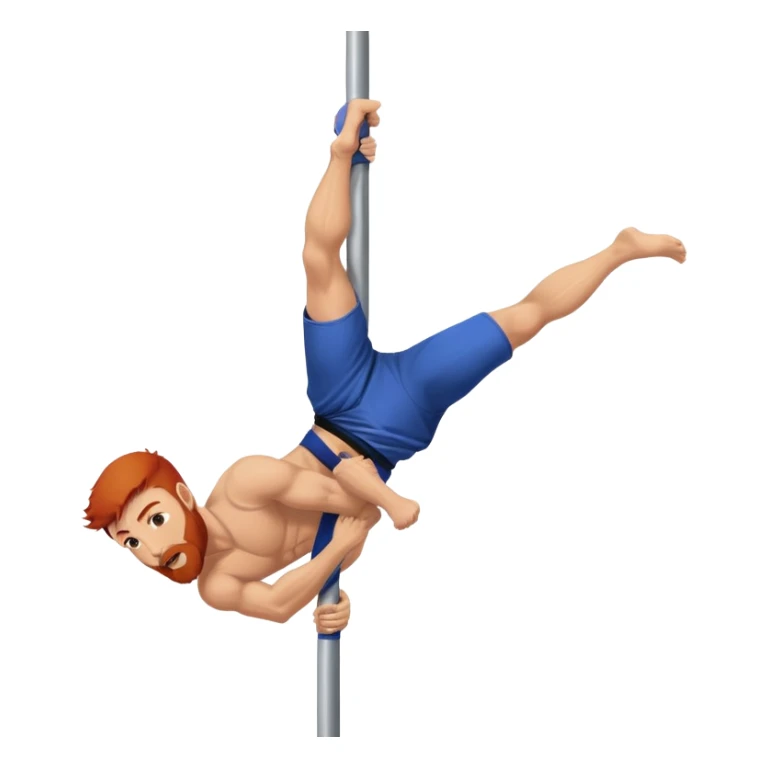 male redhead with beard performing a jiu jitsu move on a pole dance pole sticker