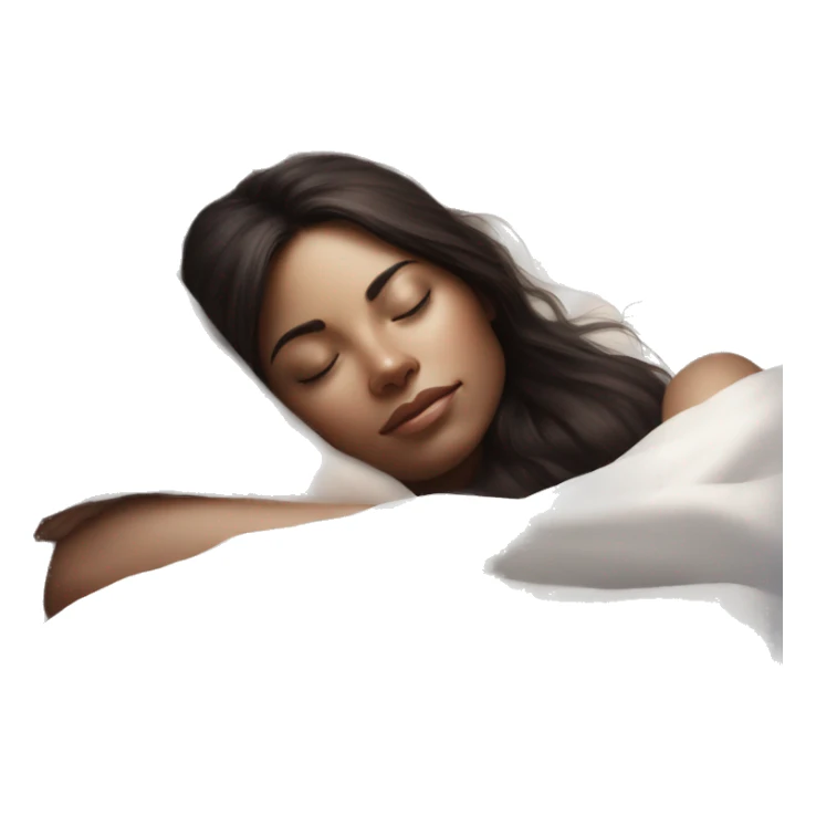 pretty brunette woman sleeping amongst white sheets soft textures and ethereal glow sticker