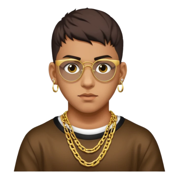 Bad Bunny, Latin Trap Singer with dark brown hair sticker