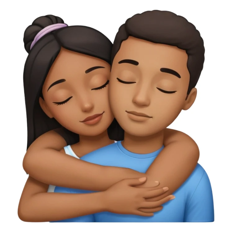 black girl and hispanic boy hugging couple with eyes closed sticker