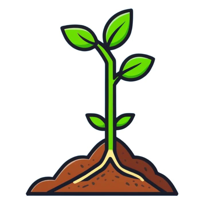 A small green plant sprouting from soil, growing upwards, with a blue progress bar above it indicating gradual improvement sticker