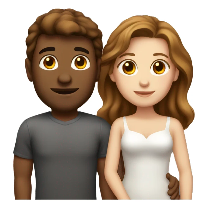 White couple with brown hair in love sticker