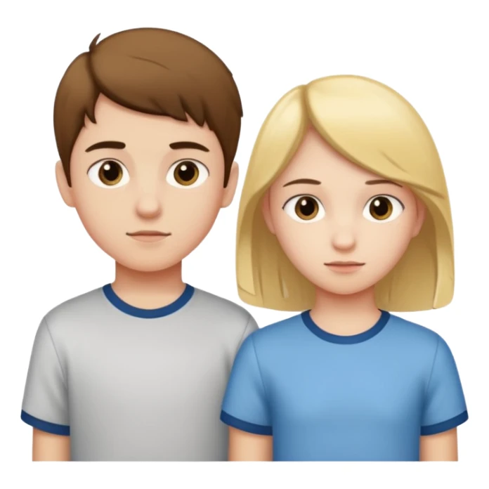 two teenagers, a boy and a girl, standing next to each other, both with subtle signs of puberty, no text sticker