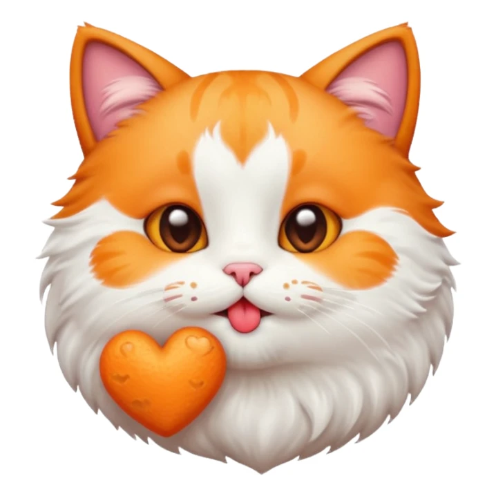 A cute circular cat blowing a smooch kiss with heart and little bite on the lower lip sticker