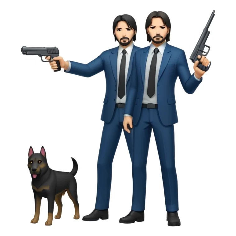 John Wick in full growth with a gun sticker