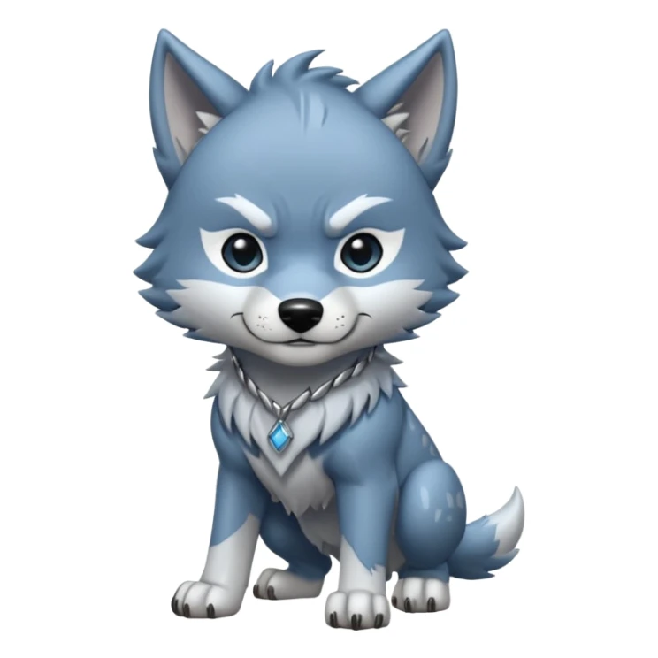 Toony Chibi bluish-silvery Cool Edgy Scarred Badass Ginga Nagareboshi Gin/Silver Fang the wolf (full body) (feral) (4 legs) (canine) with 3 slash marking scars on his forehead  sticker