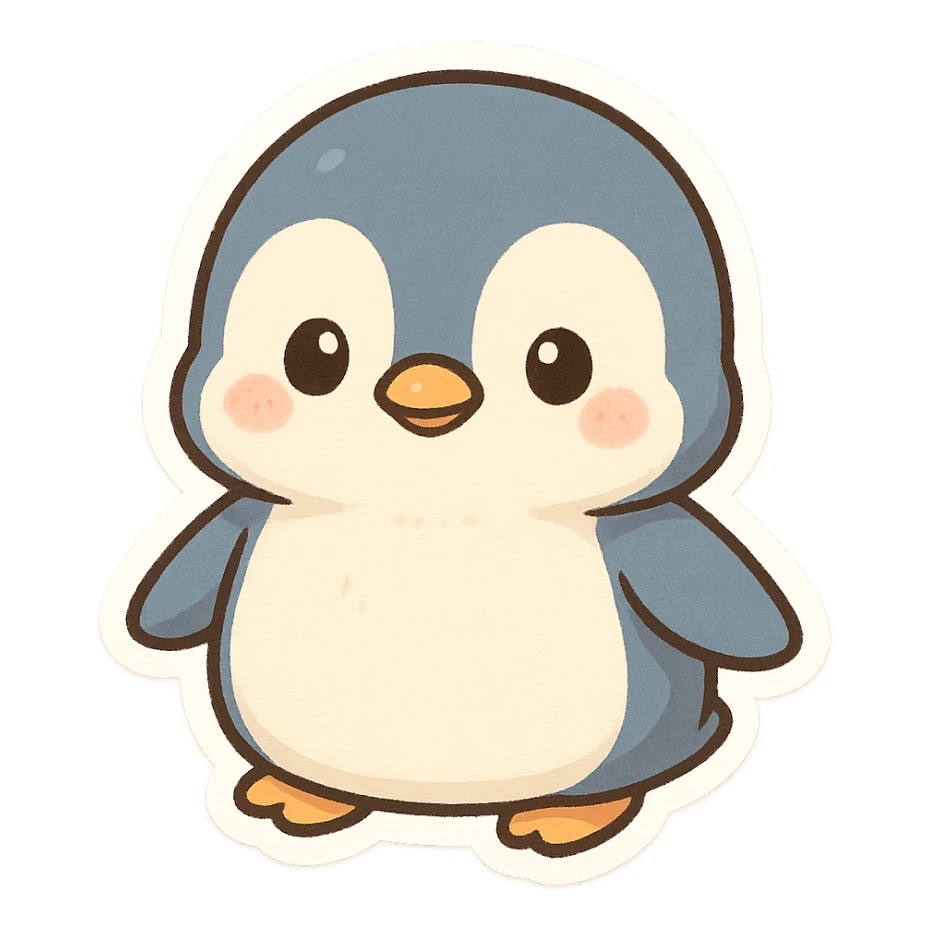 penguin, chibi stickers style sticker