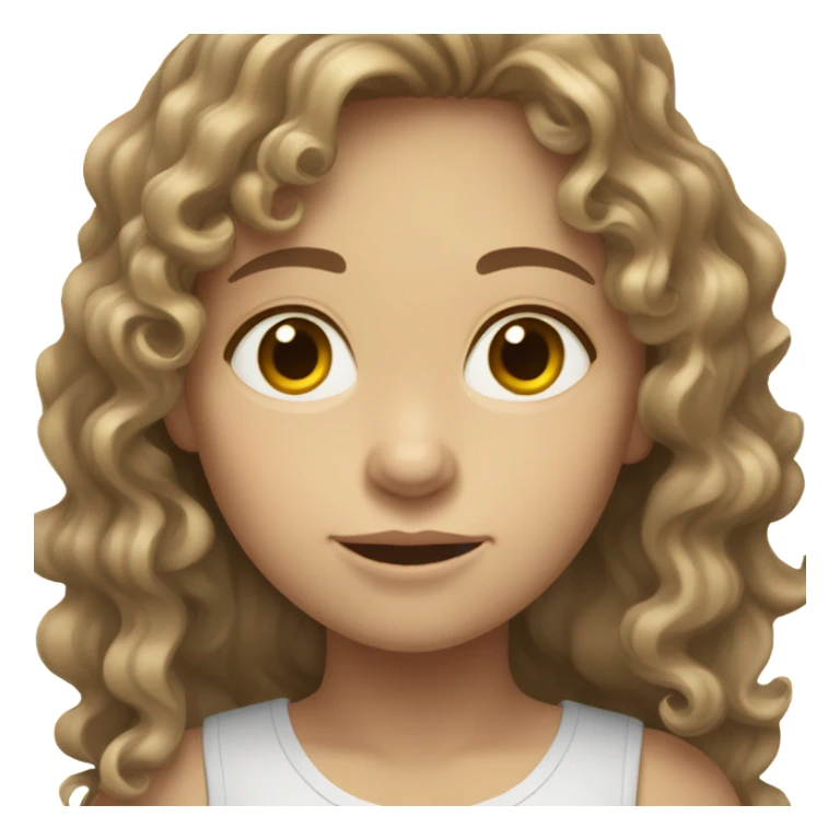 pale girl curly/ wavy light BROWN shoulder length hair  sticker