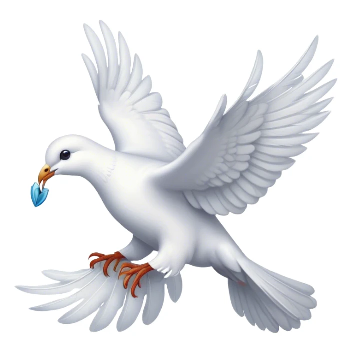 A white dove holds a pacific symbol in its beak sticker