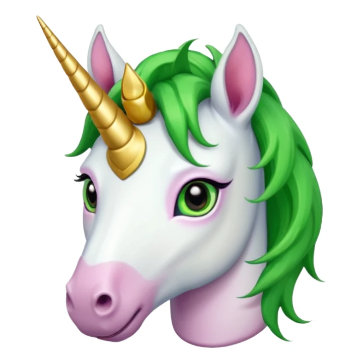 unicorn with green hair and earrings looking into camera sticker