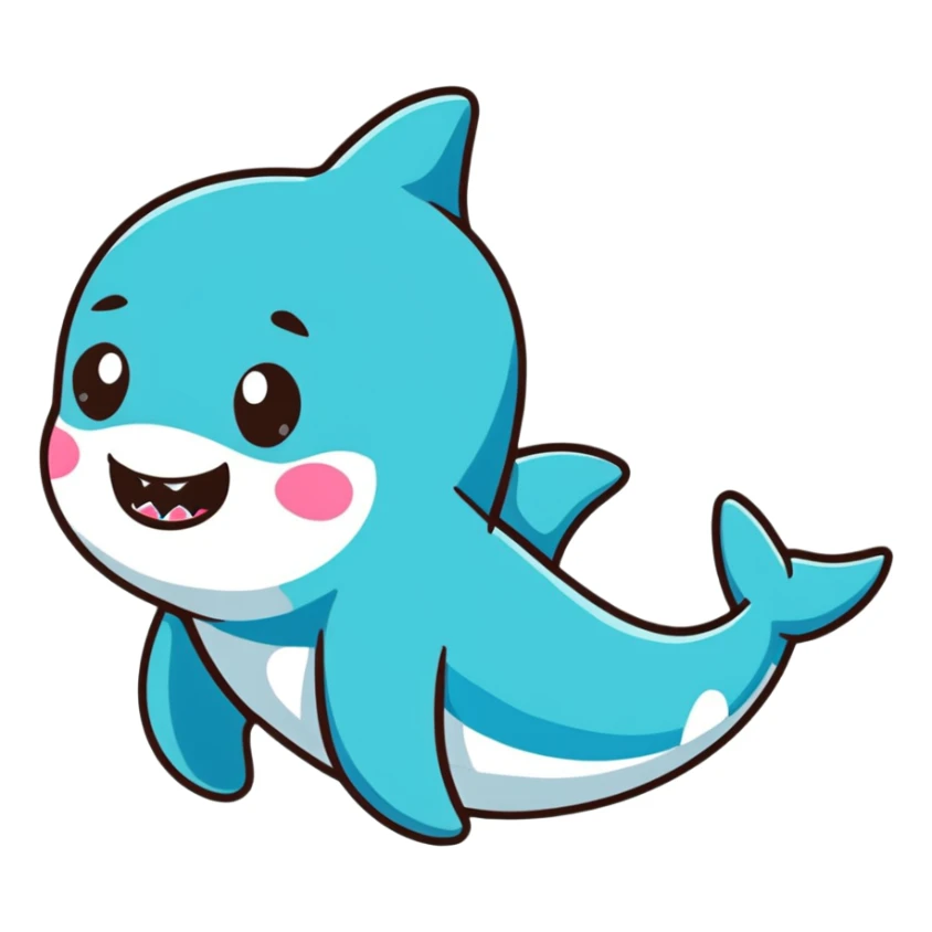 cartoon sticker style baby shark with shoes sticker