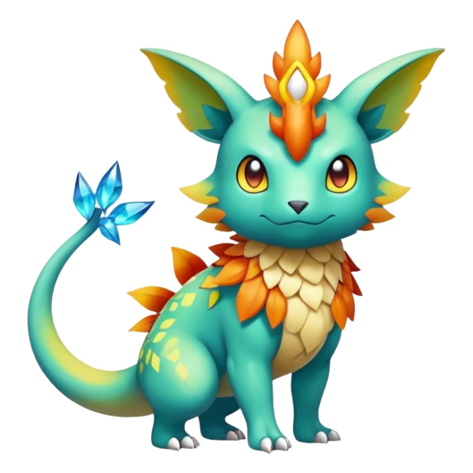 Elemental magical colorful exotic animesque Pokémon-Fakémon-animal-creature, (full body) sticker