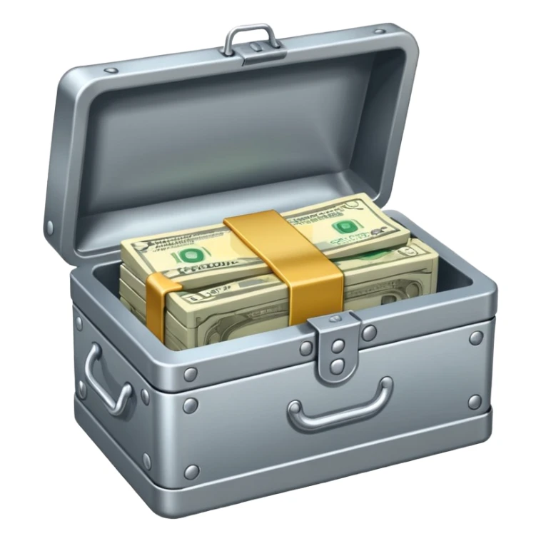 caja fuerte de metal, abierta con dinero sticker