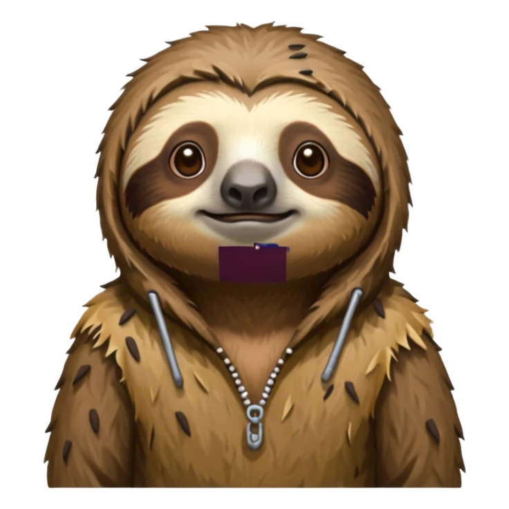 sloth in ragged animal skin clothes sticker