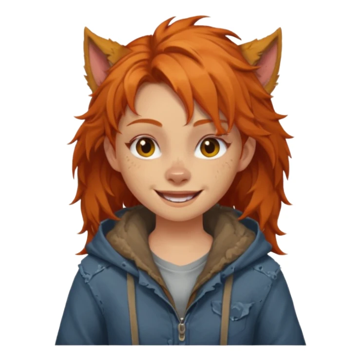 Werewolf ginger hair girl with a smile sticker