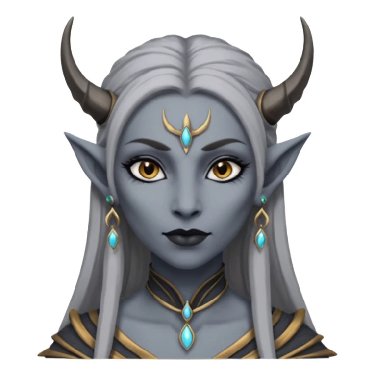 ESO female daedra, lashes and earrings, gray skin sticker