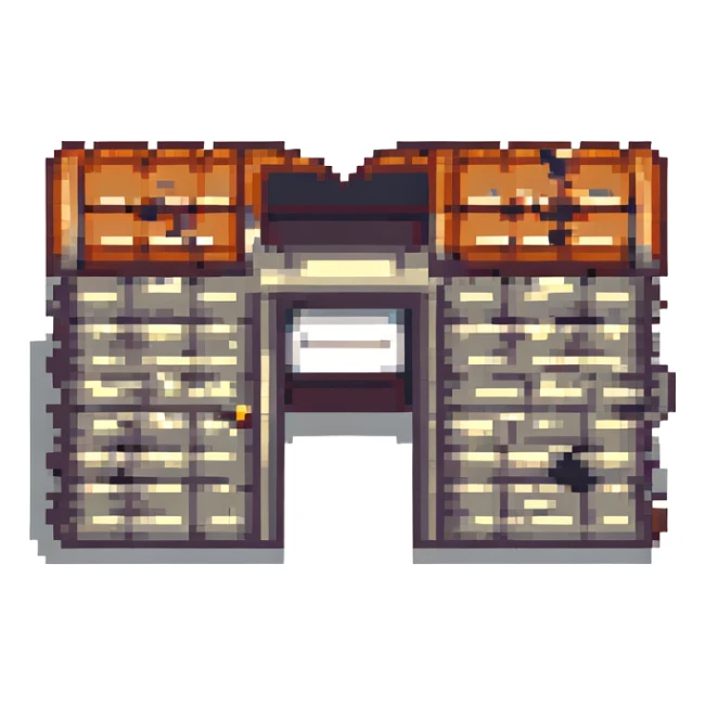 Add a pixel art style prison cell background to the image, with pixelated details and colors. sticker