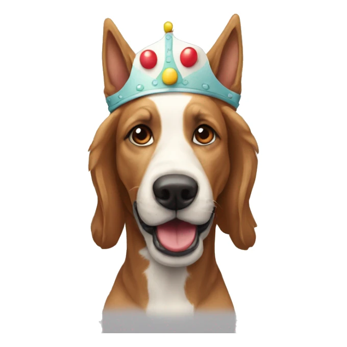 Perro con una corona y cara de payaso sticker