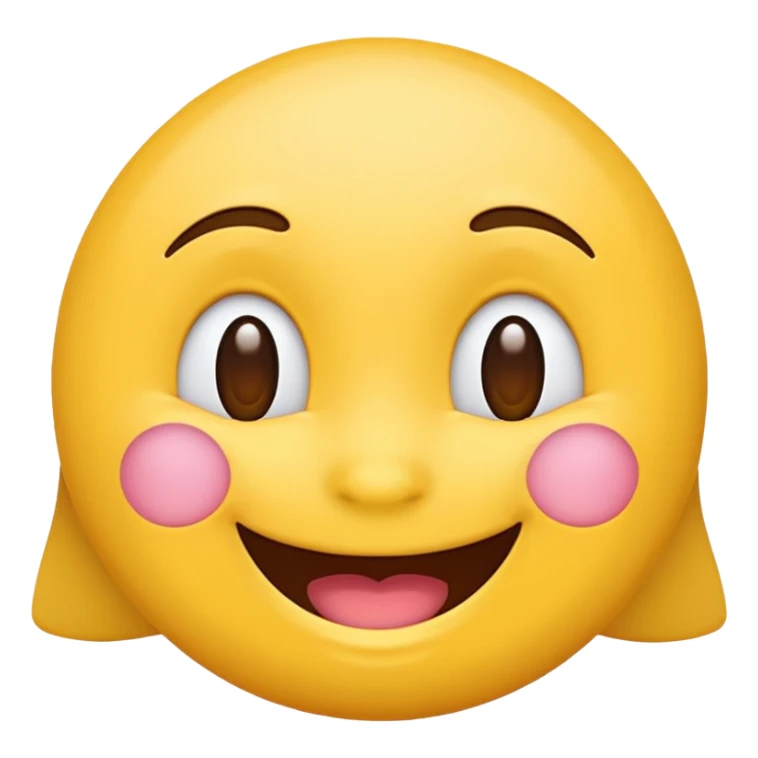 happy emoji with rosy cheeks, wide grin, classic emoji style sticker