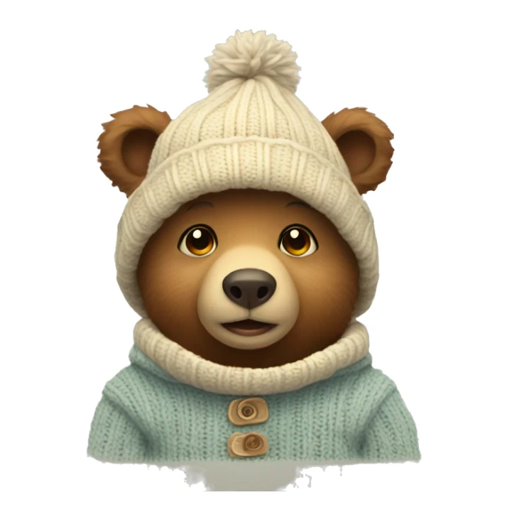 little bear with cozy sweater and a hat sticker