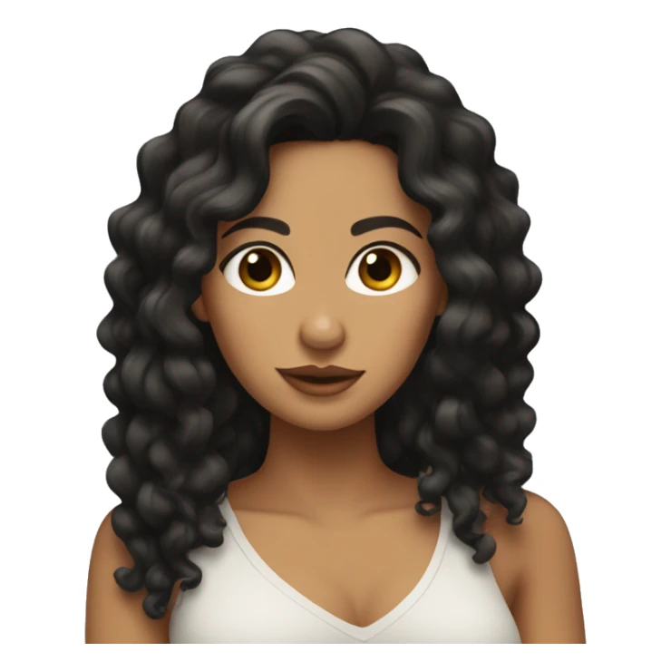 olive skin woman with black long black curly hair   sticker