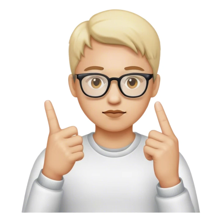 person adjusting their glasses with the middle finger sticker