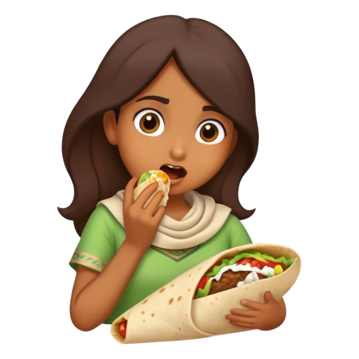 Silly Indian girl eating burrito sticker