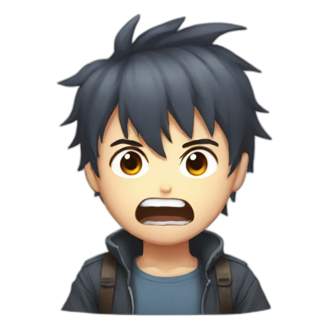 anime boy with angry face and angry teeth sticker