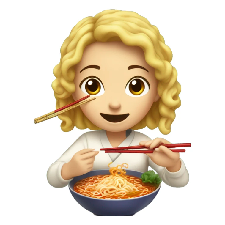 girl eating spicy ramen sticker