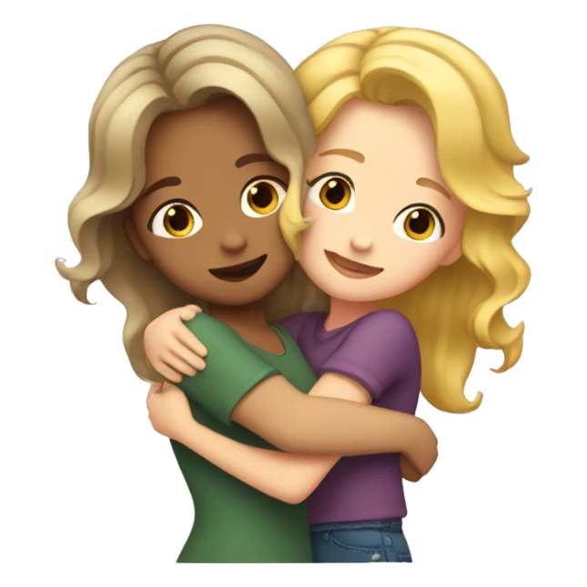 One girl withe brown wavy hair hugging another girl with blonde hair sticker