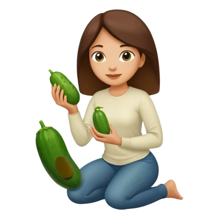 Mulher ajoelhada,com um pepino na mão sticker