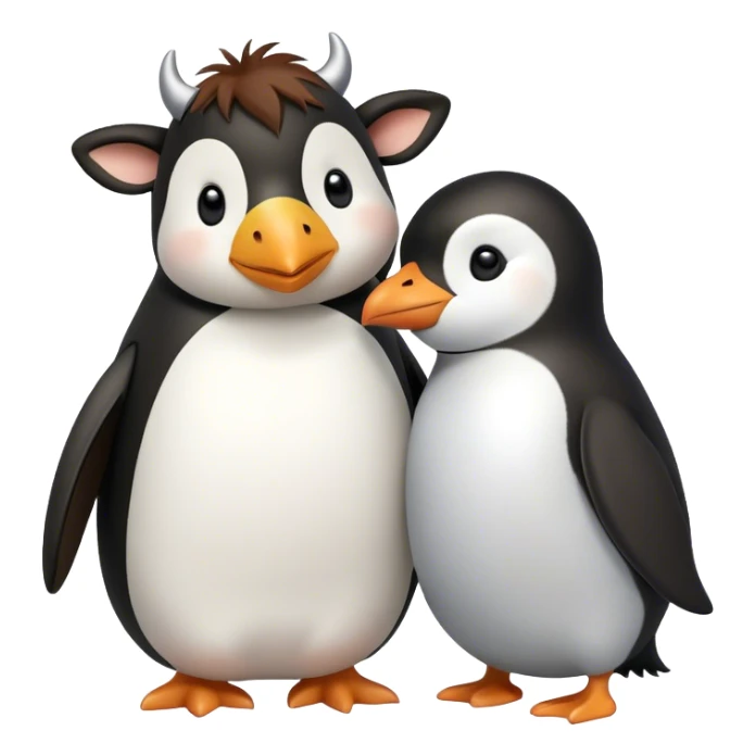 Cow and penguin in love sticker
