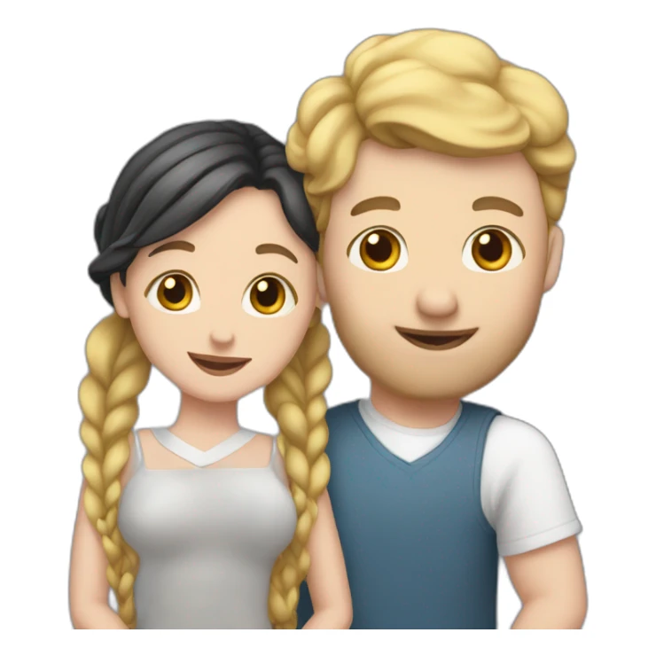 White Man loves white woman with pigtails, heart between them sticker