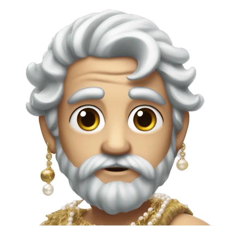 A merman with gold eyes and silver hair adorned with shells and pearls sticker